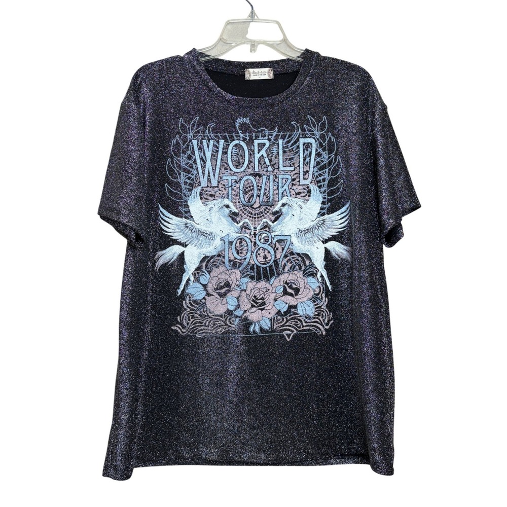 Altard State World Tour 1987 Pegasus Graphic Metallic Sparkly Glam Retro Shirt M
